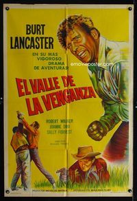 4e094 VENGEANCE VALLEY Argentinean movie poster '51 artwork of tough cowboy Burt Lancaster!