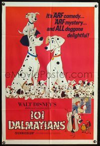 4d366 ONE HUNDRED & ONE DALMATIANS Australian 1sh R70s most classic Walt Disney canine cartoon!