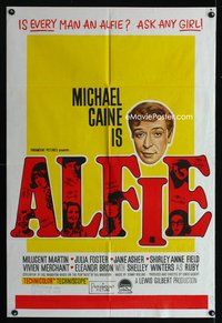 4d326 ALFIE Australian one-sheet movie poster '66 great portrait art of Michael Caine!
