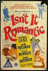 4d349 ISN'T IT ROMANTIC Aust 1sh '48 Veronica Lake, Paramount's big happy love-story-with-music!