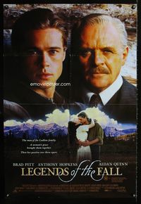 4d351 LEGENDS OF THE FALL Australian one-sheet '94 great close-up of Brad Pitt & Anthony Hopkins!