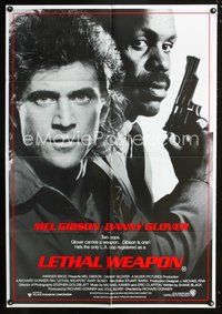 4d352 LETHAL WEAPON Australian 1sh '87 great image of unlikely partners Mel Gibson & Danny Glover!