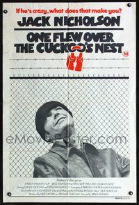 4d365 ONE FLEW OVER THE CUCKOO'S NEST Aust 1sh '75 Milos Forman, great image of Jack Nicholson!