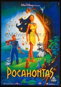 4d368 POCAHONTAS Australian one-sheet '95 Walt Disney, Native American Indian, cool art of cast!