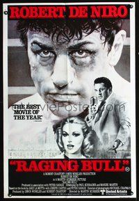 4d371 RAGING BULL Australian one-sheet poster '80 Martin Scorsese, cool art of boxer Robert De Niro!
