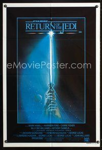 4d373 RETURN OF THE JEDI Australian 1sh '83 George Lucas classic, cool lightsaber artwork!