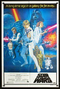 4d383 STAR WARS Australian 1sh '77 George Lucas classic, cool Chantrell sci-fi art of cast!