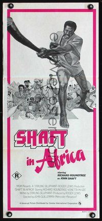 4d859 SHAFT IN AFRICA Australian daybill '73 art of Richard Roundtree stickin' it all the way!