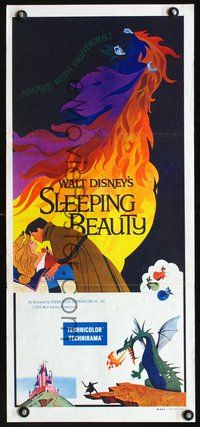 4d870 SLEEPING BEAUTY Aust daybill R1970s Walt Disney cartoon fairy tale fantasy classic!