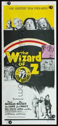 4d964 WIZARD OF OZ yellow Australian daybill R70s Victor Fleming, Judy Garland all-time classic!