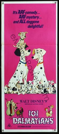 4d784 ONE HUNDRED & ONE DALMATIANS Australian daybill R70s most classic Walt Disney canine movie!