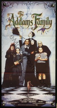 4d419 ADDAMS FAMILY Aust daybill '91 great image of Raul Julia, Anjelica Huston, Christina Ricci!