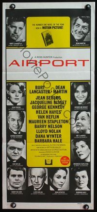 4d422 AIRPORT Australian daybill '70 Burt Lancaster, Dean Martin, Jacqueline Bisset, Jean Seberg