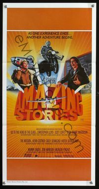 4d428 AMAZING STORIES Aust daybill '87 Steven Spielberg, art of Kevin Costner, Christopher Lloyd!