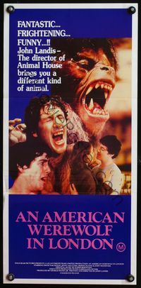 4d429 AMERICAN WEREWOLF IN LONDON Australian daybill '81 John Landis, great different horror images!