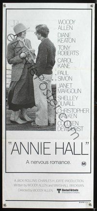 4d433 ANNIE HALL Australian daybill '77 full-length Woody Allen & Diane Keaton, a nervous romance!