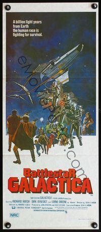 4d447 BATTLESTAR GALACTICA Australian daybill '78 great sci-fi montage art by Robert Tanenbaum!