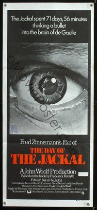 4d525 DAY OF THE JACKAL Australian daybill '73 Fred Zinnemann assassination classic, Edward Fox