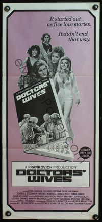 4d546 DOCTORS' WIVES Australian daybill movie poster '71 doctors operating & their sexy wives!