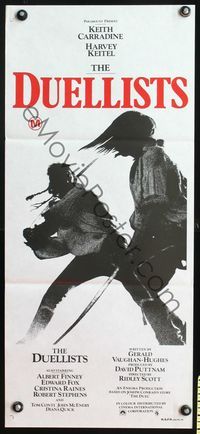 4d549 DUELLISTS Australian daybill poster '77 Ridley Scott, really cool image of fencers in battle!