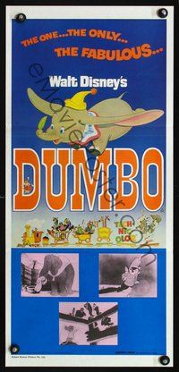 4d550 DUMBO Australian daybill movie poster R76 Walt Disney circus elephant classic cartoon!