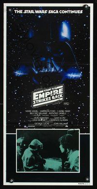 4d557 EMPIRE STRIKES BACK Aust daybill '80 George Lucas sci-fi classic, cool image of Darth Vader!