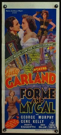 4d580 FOR ME & MY GAL Australian daybill poster '42 great images of Judy Garland, George Murphy!