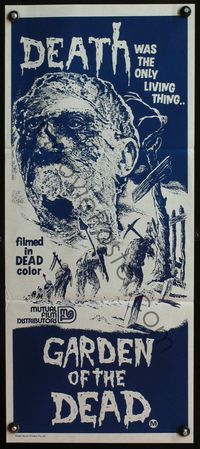 4d599 GARDEN OF THE DEAD Australian daybill movie poster '72 wild artwork of grotesque zombie!