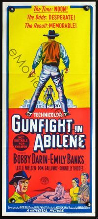 4d620 GUNFIGHT IN ABILENE Australian daybill poster '67 art of cowboy Bobby Darin in a showdown!