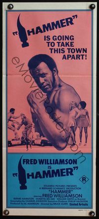 4d624 HAMMER Australian daybill poster '72 great image of tough Fred Williamson, blaxploitation!