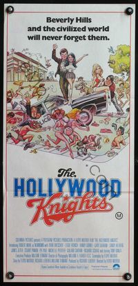 4d641 HOLLYWOOD KNIGHTS Aust daybill '80 artwork of Robert Wuhl & Fran Drescher by William Stout!