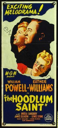 4d642 HOODLUM SAINT Aust daybill '46 art of William Powell, Esther Williams, & Angela Lansbury!