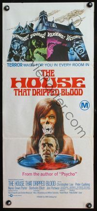 4d649 HOUSE THAT DRIPPED BLOOD Australian daybill '71 Christopher Lee, Vampires! Voodoo! Vixens!
