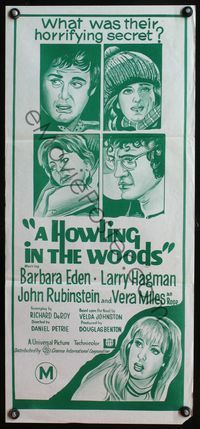 4d654 HOWLING IN THE WOODS Australian daybill '72 Barbara Eden, what was their terrifying secret!