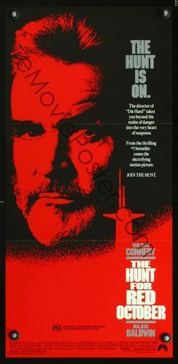 4d657 HUNT FOR RED OCTOBER Aust daybill '90 cool image of military submarine captain Sean Connery!