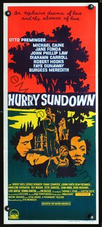 4d659 HURRY SUNDOWN Australian daybill movie poster '67 Michael Caine, Jane Fonda, cool art!