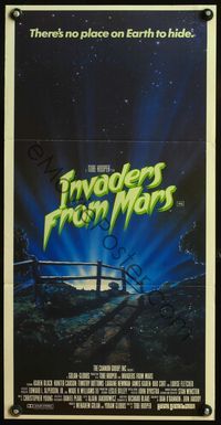 4d669 INVADERS FROM MARS Australian daybill '86 Tobe Hooper, cool art of countryside by Rider!