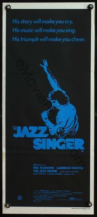 4d680 JAZZ SINGER Australian daybill '81 art of Neil Diamond singing into microphone, re-make!