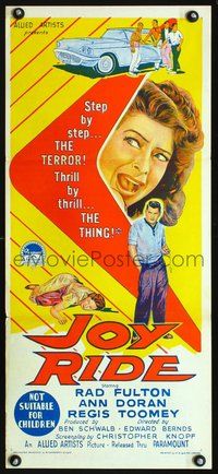 4d683 JOY RIDE Australian daybill movie poster '58 The terror & the thrill, bad teens & fast cars!