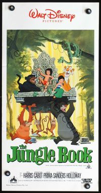 4d685 JUNGLE BOOK Australian daybill R86 Walt Disney cartoon classic, great image of all characters!