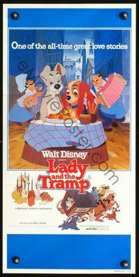 4d693 LADY & THE TRAMP Australian daybill movie poster R80 Walt Disney classic!