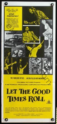 4d705 LET THE GOOD TIMES ROLL Australian daybill poster '73 Chuck Berry, Bill Haley, Little Richard!