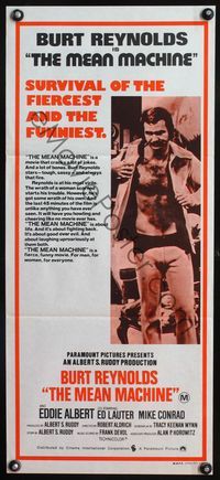 4d714 LONGEST YARD Australian daybill '74 Eddie Albert, Burt Reynolds prison football, Mean Machine!