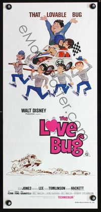 4d719 LOVE BUG Australian daybill R1970s Disney, Dean Jones drives Volkswagen Beetle race car Herbie!