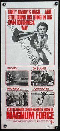 4d727 MAGNUM FORCE Australian daybill '73 Clint Eastwood is Dirty Harry pointing his huge gun!