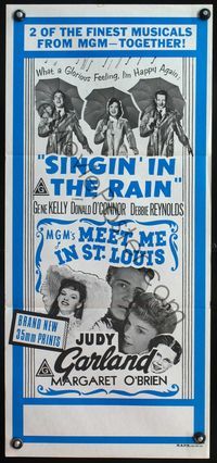 4d743 MEET ME IN ST LOUIS/SINGIN' IN THE RAIN Australian daybill '70s classic musical Double-Bill!