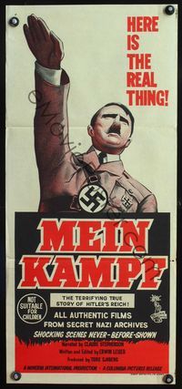4d745 MEIN KAMPF Australian daybill movie poster '60 rise & ruin of Third Reich, wild art of Hitler!