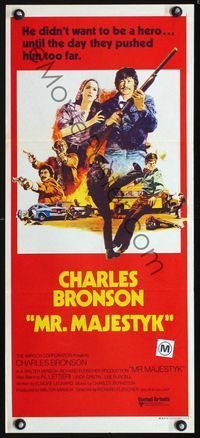 4d759 MR. MAJESTYK Australian daybill movie poster '74 Charles Bronson, written by Elmore Leonard!