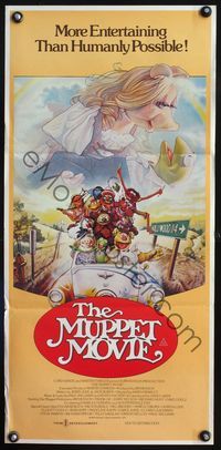 4d760 MUPPET MOVIE Aust daybill '79 Jim Henson, Drew Struzan art of Kermit, Miss Piggy, & cast!