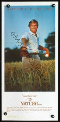 4d765 NATURAL Australian daybill poster '84 Robert Redford, Robert Duvall, Barry Levinson, baseball!